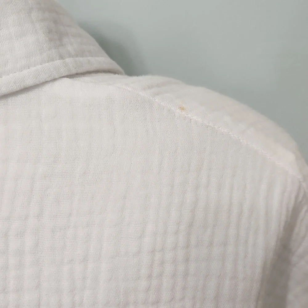 Faroro White Button Down Top High Low Lightweight Summer Blouse - Picture 10 of 12